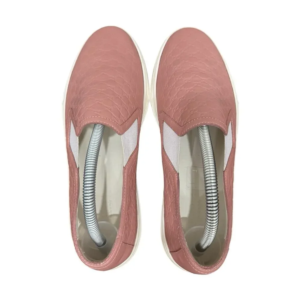 Gucci Guccissima Leather Slip-On Sneakers Pink Embossed Logo Size 37.5 EU 7.5 US